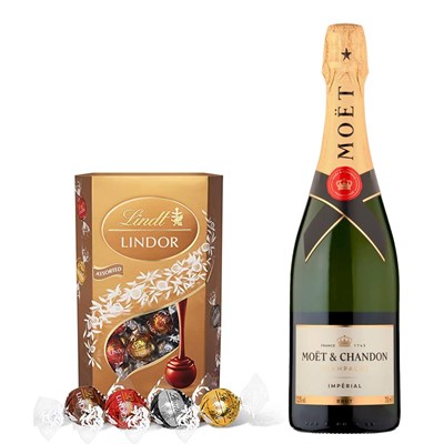 Moet And Chandon Brut Champagne 75cl With Lindt Lindor Assorted Truffles 200g